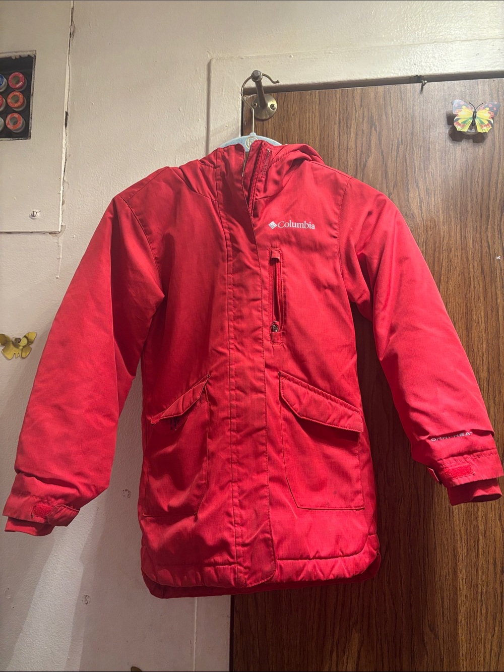 Columbia Red Hooded Puffer Jacket for Kids